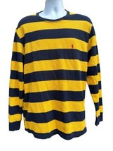 Polo Ralph Lauren Shirt Mens XL Blue yellow Striped Sleepwear Waffle Knit - £11.83 GBP