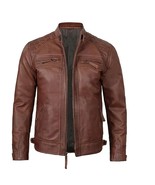 Chaqueta para hombre elegante marrón de cuero suave hecha a mano de piel... - €126,12 EUR+ Chaqueta para hombre elegante marrón de cuero suave hecha a mano de piel... - €126,12 EUR+