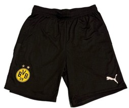Puma Shorts Borussia Dortmund Mens Small Black Yellow Drawstring Soccer NWOT - £21.70 GBP