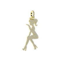 1.50Ct Round Cut Lab-Created Diamond Barbie Girl Pendant 14k Yellow Gold Plated - $225.39
