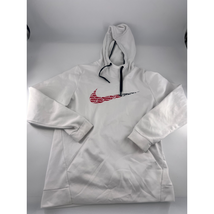 Nike Sweatshirt Mens Medium White Black Red Pullover Hoodie Swoosh Sport... - $458.30 MXN