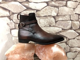 Handmade Brown Color Leather Jodhpurs Buckle Ankle High Boots for Men&#39;s - £127.07 GBP