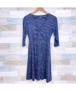 Horny Toad & Co Cinch V Neck Tencel Jersey Dress Blue 3/4 Sleeve Womens Small - $29.69