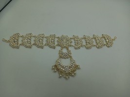 Indian Bollywood Style Gold Plated Kundan sheesh full Head Band Hair Jewelry Set - £30.36 GBP