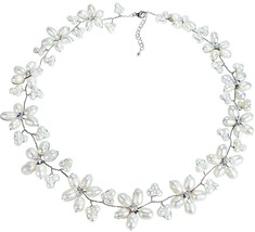 AeraVida Intricate Cultured Freshwater White Pearl Flower Link .925 Sterling - £91.46 GBP