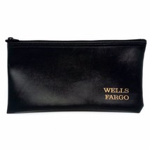 Wells Fargo Bank Black Money Deposit Vinyl Zipper Pouch Bag - £11.88 GBP