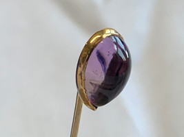 Vtg 14K Yellow Gold Stick Pin 2g Fine Jewelry Hat Lapel Purple Stone - £148.57 GBP