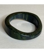 Vintage Bakelite Bangle Bracelet Marbled Spinach Green TESTED MCM Retro ... - $89.53