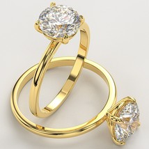 1.00 Ct Round Cut 14K Yellow Gold Lab Grown Solitaire Diamond Ring VS2/E Jimneto - £628.33 GBP