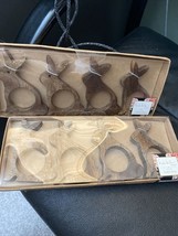 Nicole Miller Easter Bunny Rabbit Wood Napkin Rings Farmhouse Set of 4 2 Avail - £18.91 GBP