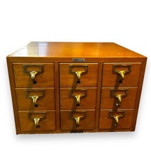 Vintage 9 Drawer Maple Wood Library Card Catalog File Cabinet Gaylord - £396.44 GBP