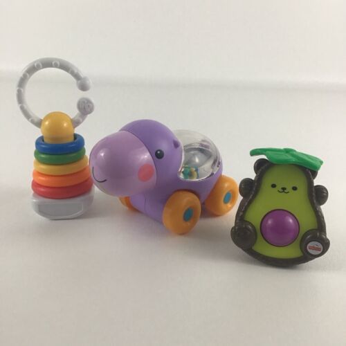 Fisher Price Baby Toy Lot Avocado Poppity Pop Hippo Roller Rock A Stack Clacker - $16.78