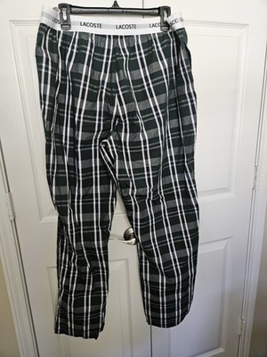 Men&#39;s Lacoste Pajama Lounge Pants Plaid Green/Blue New Size XL NWOT - $29.65