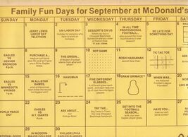 McDonald's September 1980 Family Fun Days Placemat Pennsylvania  - $17.82