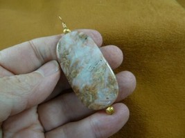 (J-199-5) oval White Mexican Lace Agate gemstone gem wired gold tone PENDANT - £15.50 GBP