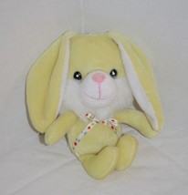 Publix Easter Bunny Rabbit 8&quot; Small Yellow Plush Polka Dot Bow Stuffed Animal - £12.37 GBP