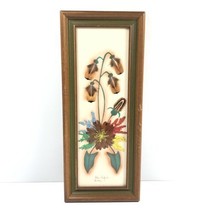 VTG Feather Craft Dried Floral Prairie Picture Signed Original Ellen Kiefert Art - $20.00