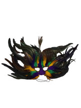 Purple Green Gold Peacock Feather Masquerade Prom Mask XLarge - £11.36 GBP