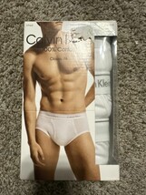 Calvin Klein 3-Pack/Pairs 100% Cotton Briefs White Underwear Men’s Size ... - $23.36