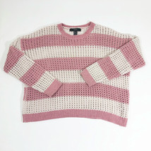 Forever 21 Dusty Pink &amp; White Open Knit Crochet Cropped Sweater Wms Med - £11.72 GBP
