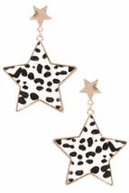 Leopard Print Faux/Furry Goldtone Star Earring Set (White) - £15.49 GBP