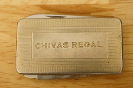 Liquor Advertising Silver Tone Metal Chivas Regal Money Clip Pocket Knife - $19.79