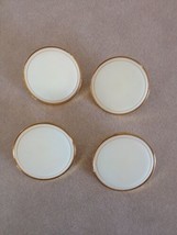 Lot of 4 Vintage Cream Off White Retro Plastic Bright Brass Shank Button... - $9.99
