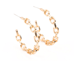 Paparazzi Stronger Together Gold Hoop Earrings - New - $4.50