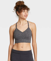 Women&#39;s Strappy Longline Brushed Jersey Bra - Joy Lab Gym Yoga Sz Xs Heather Grey - £7.58 GBP