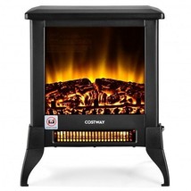 Compact Portable Space Heater with Realistic Flame Effect-Black - Color: Black  - £131.43 GBP