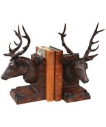 Bookends Bookend MOUNTAIN Lodge Stag Head Deer Oxblood Red Resin Hand-Pa... - £320.95 GBP