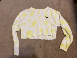 PINK Victorias Secret Sweatshirt Womens X-Small Off Shoulder Retro Neon ... - $13.99