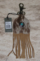 Myra Bag #7557 Key Fob 3&quot; x 2.75&quot; Hairon, 4&quot; Suede Fringe~Lobster Clasp~Concho~ - £9.94 GBP