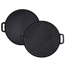 Cast Iron Reversible Grill/Griddle,12&quot; Double sided Cast Iron Stovetop Grill - £46.49 GBP