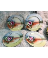 LOT 4 VINTAGE NORITAKE  “M” HAND PAINTED MINI PLATES MADE IN JAPAN SUNSE... - $24.43 CAD
