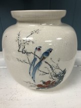 Chinese Bird Cherry Dogwood Blossoms  Pottery Craft 7.5” Ginger Jar Vase - £26.04 GBP