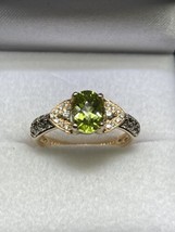 LEVIAN 14K Rose Gold Apple Green Peridot Chocolate Vanilla Diamond Ring (Size 7) - £541.80 GBP
