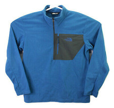 The North Face Mens Fleece Pullover Jacket L Blue Black Half Zip Chest Pocket - £18.98 GBP