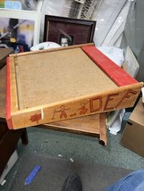 Vintage wood childs lap desk abc with storage drawer red graphics 16&quot; by... - $79.99
