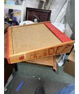 Vintage wood childs lap desk abc with storage drawer red graphics 16&quot; by... - $109.70 CAD