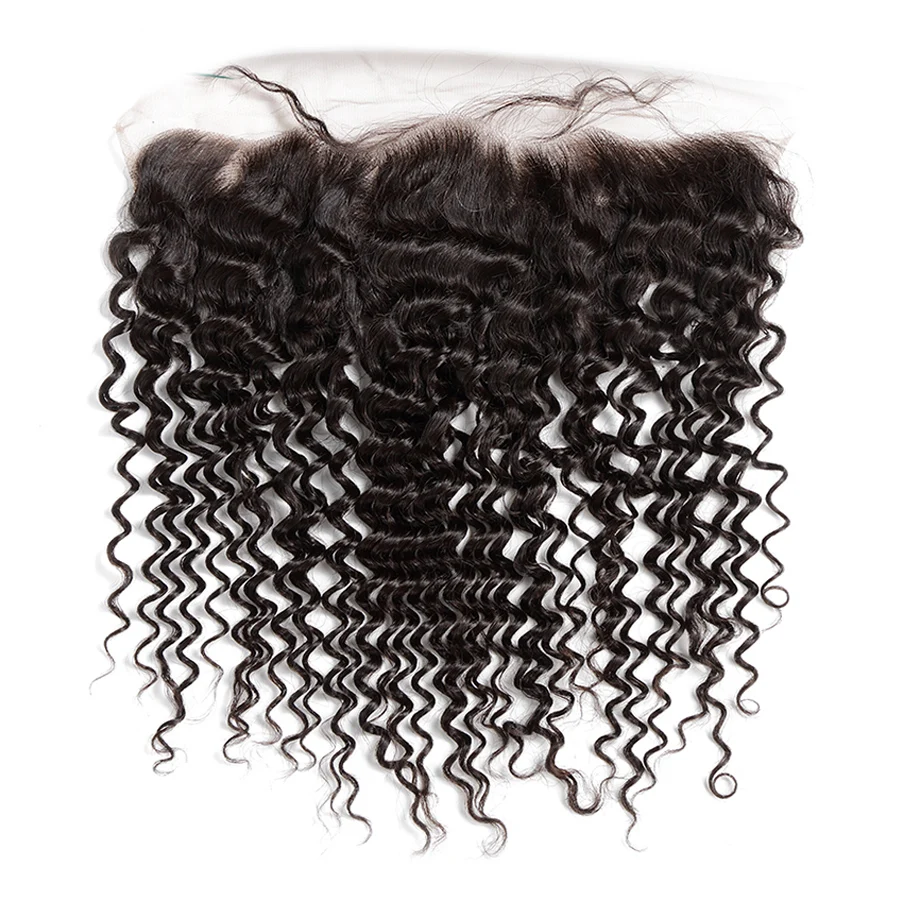 Deep Wave Frontal Only 13x4 Transparent Lace Frontal Closure Brazilian Remy - £47.46 GBP+