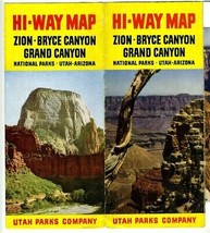 Hi Way Map Zion Bryce Canyon Grand Canyon National Parks Utah Parks Company 1948 - £14.16 GBP