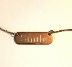 Stella &amp; Dot Silver Tone &quot;Smile&quot; Bar Delicate Chain Necklace Adjustable 16-18&quot; - £14.62 GBP