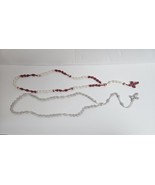 Vintage Lot 2 Twine Knotted Macrame Rosaries Handmade Gray, Red &amp; White - €10,92 EUR