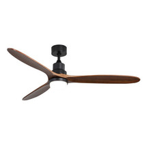 60 Inch Ceiling Fan With Lights 3 Carved Wood Fan Blade Noiseless Reversible - £139.58 GBP