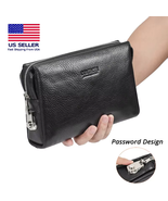 Men&#39;s Genuine Leather Clutch Bag with Password Design - Large Capacity W... - $70.99