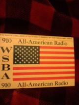 910 WSBA All-American Radio Sticker Unused NOS - $9.50