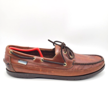 SEBAGO Docksides Boat Shoes Men&#39;s 11.5 WW Schooner Brown Leather Double ... - £23.64 GBP