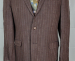 Ralph Lauren Mens Brown Pinstripe Linen Suit 42R 34x32 - $89.10