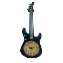 Replica Guitar Wall Clock 13.5" High Metal Musical Instrument Man Cave